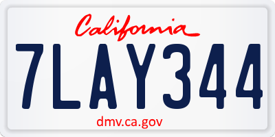 CA license plate 7LAY344