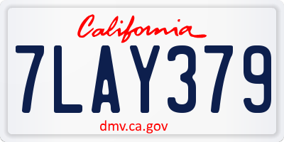 CA license plate 7LAY379