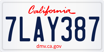 CA license plate 7LAY387