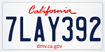 CA license plate 7LAY392