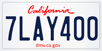 CA license plate 7LAY400
