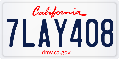 CA license plate 7LAY408