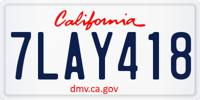 CA license plate 7LAY418