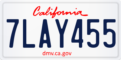 CA license plate 7LAY455