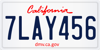 CA license plate 7LAY456