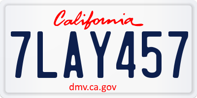 CA license plate 7LAY457