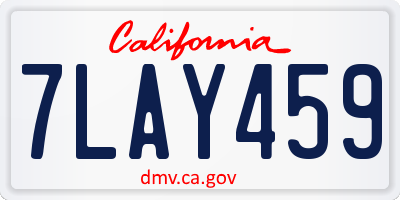 CA license plate 7LAY459