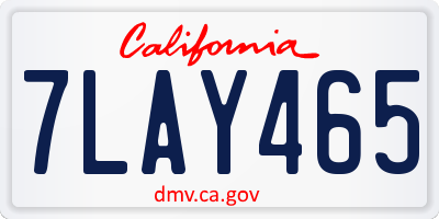 CA license plate 7LAY465