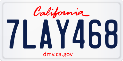 CA license plate 7LAY468