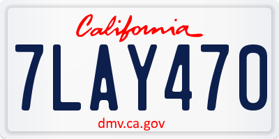 CA license plate 7LAY470