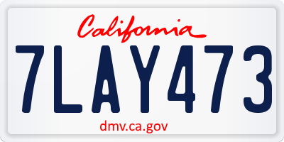 CA license plate 7LAY473