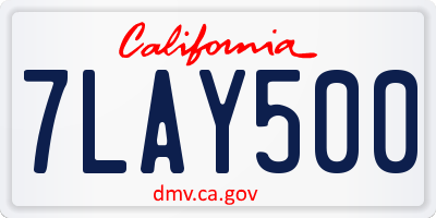 CA license plate 7LAY500