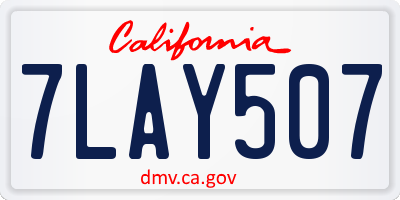 CA license plate 7LAY507