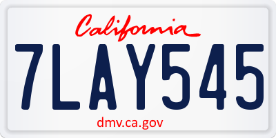 CA license plate 7LAY545