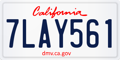 CA license plate 7LAY561