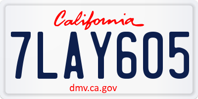 CA license plate 7LAY605