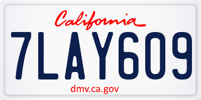 CA license plate 7LAY609