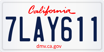 CA license plate 7LAY611