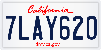 CA license plate 7LAY620