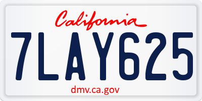 CA license plate 7LAY625