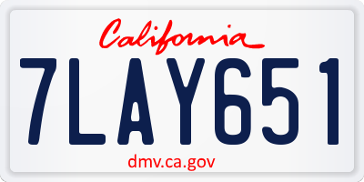 CA license plate 7LAY651