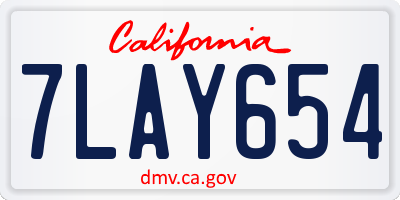 CA license plate 7LAY654