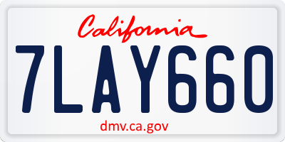 CA license plate 7LAY660