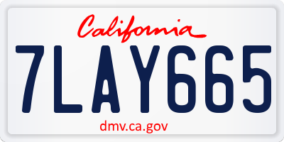CA license plate 7LAY665