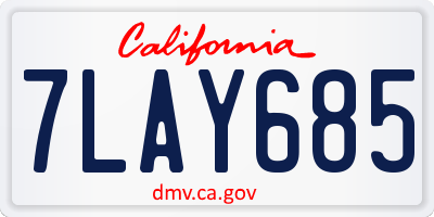 CA license plate 7LAY685