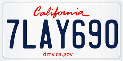 CA license plate 7LAY690