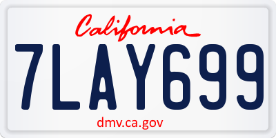 CA license plate 7LAY699