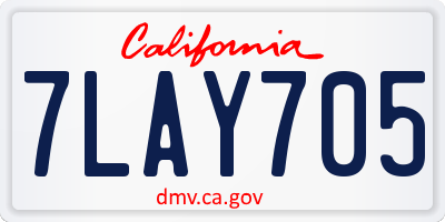 CA license plate 7LAY705