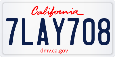 CA license plate 7LAY708