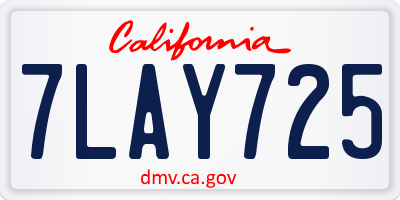 CA license plate 7LAY725