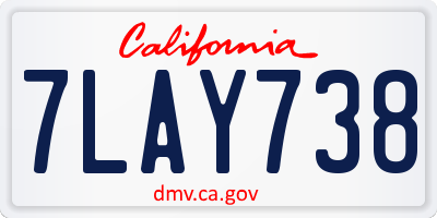 CA license plate 7LAY738