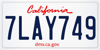 CA license plate 7LAY749