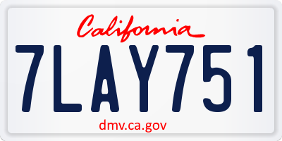 CA license plate 7LAY751