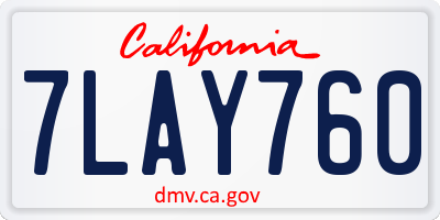 CA license plate 7LAY760