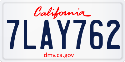 CA license plate 7LAY762