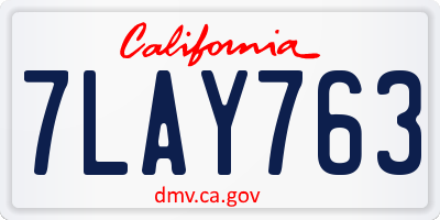CA license plate 7LAY763