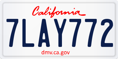 CA license plate 7LAY772
