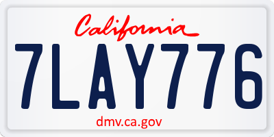CA license plate 7LAY776