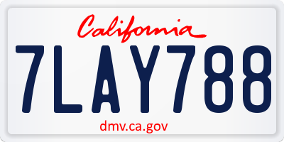 CA license plate 7LAY788