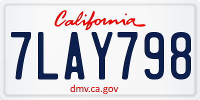 CA license plate 7LAY798