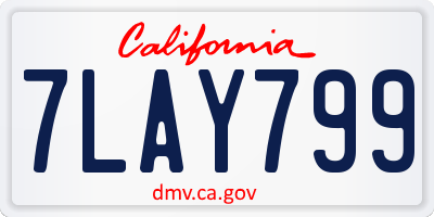 CA license plate 7LAY799