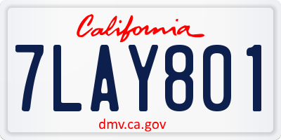CA license plate 7LAY801