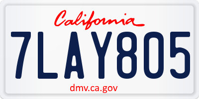 CA license plate 7LAY805