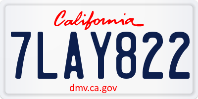 CA license plate 7LAY822
