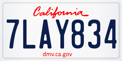 CA license plate 7LAY834