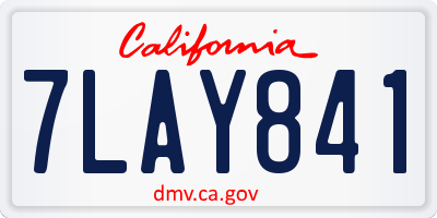 CA license plate 7LAY841
